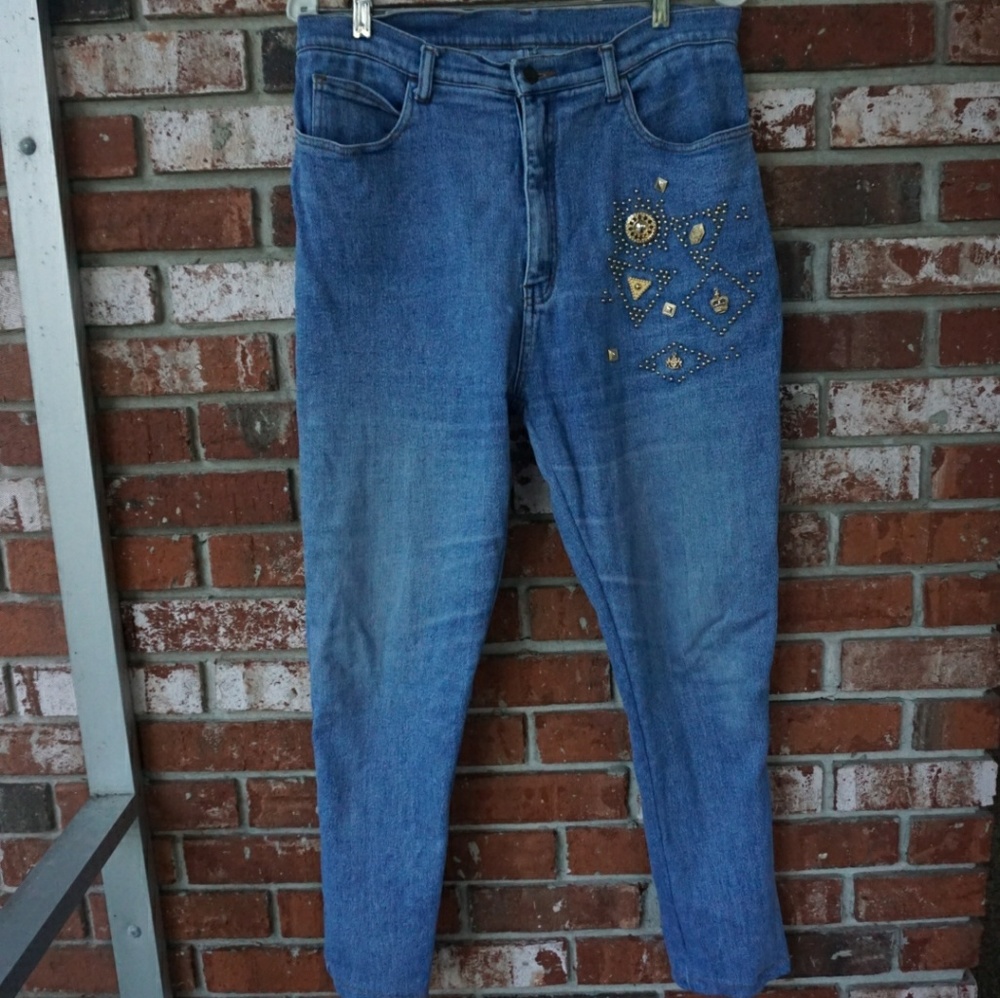 Vintage Seruchi Paris Bead Design Denim Jeans